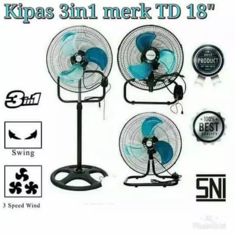 Kipas Angin Besi 3in1 18 inch  / Tornado Fan 3in1 18inch (Garansi 1thn)