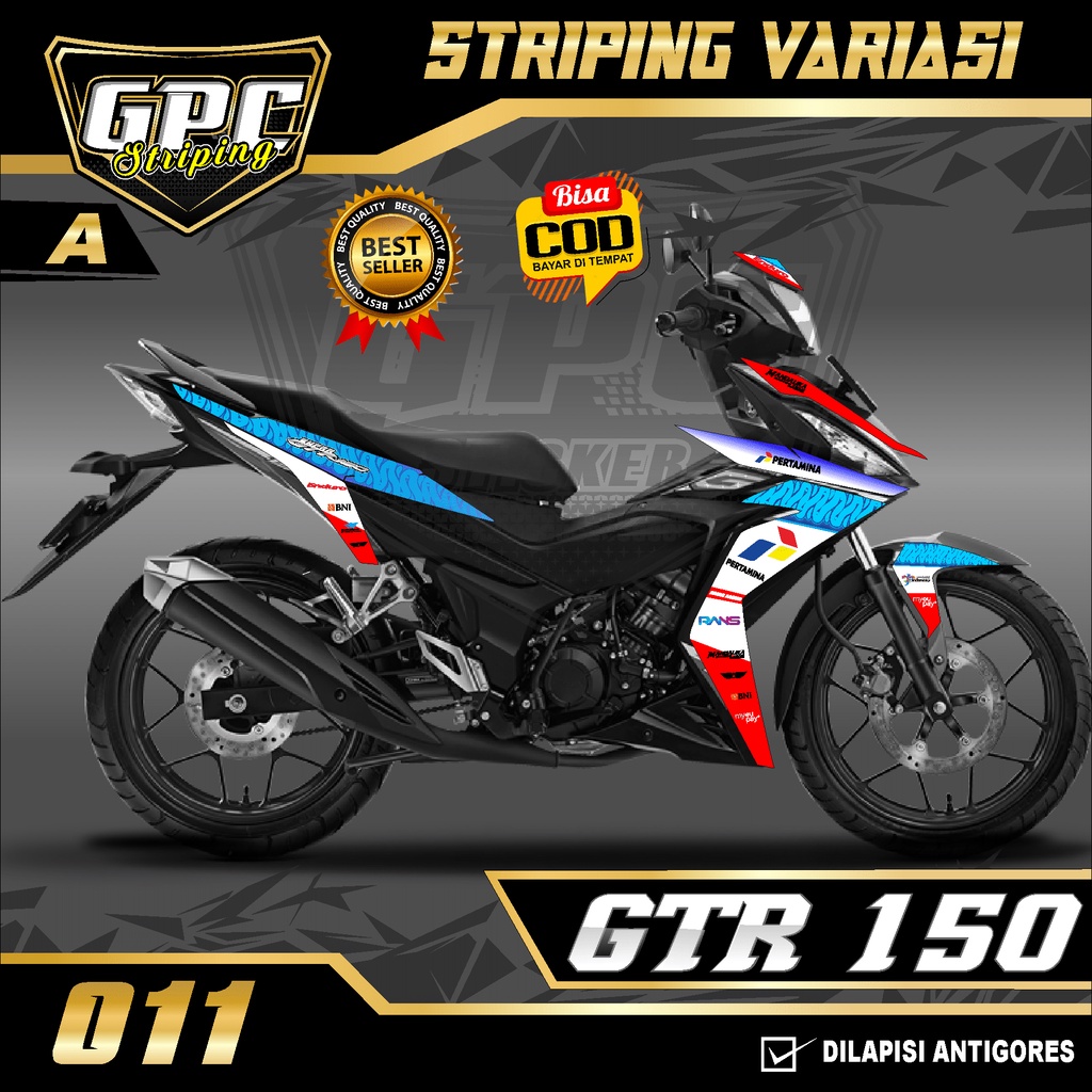 Sticker Striping Sticker Lis Variasi Honda Supra GTR 150 -Desain Pertamina Mandalika GPC 011