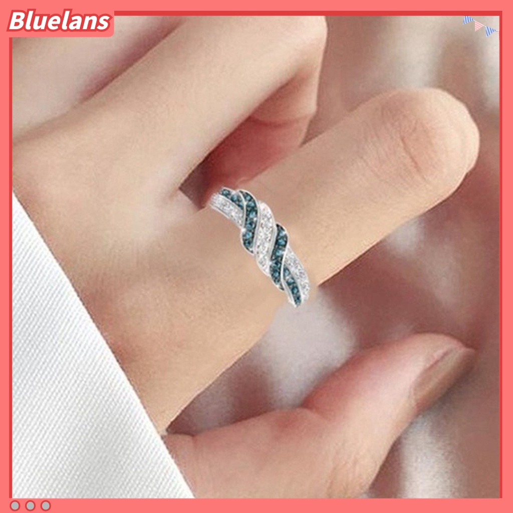 Bluelans Cincin Berlian Imitasi Desain Tulisan I Love You Untuk Wanita