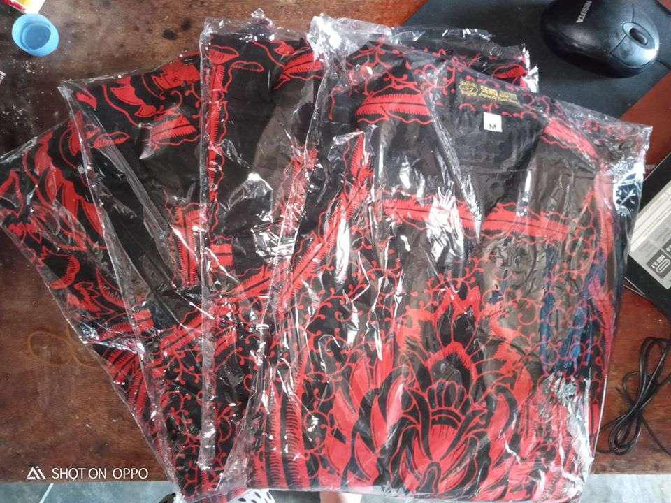 Kemeja Batik Pria Full Furing Kartiko Wijoyo Merah Batik Solo Katun Primisima Batik Merah