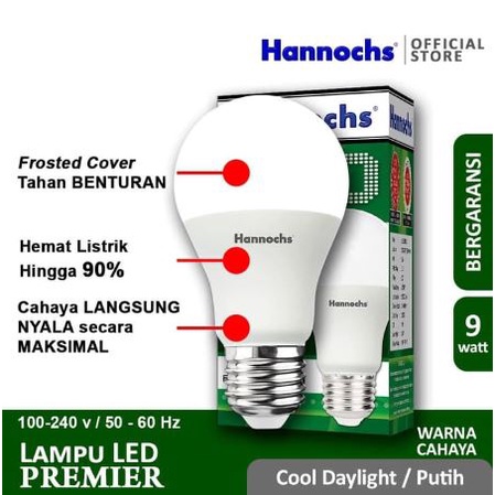 Lampu LED Hannochs Premier LED Bulb 9W Putih Garansi 1 Tahun - LED Premier Hannochs 9 Watt