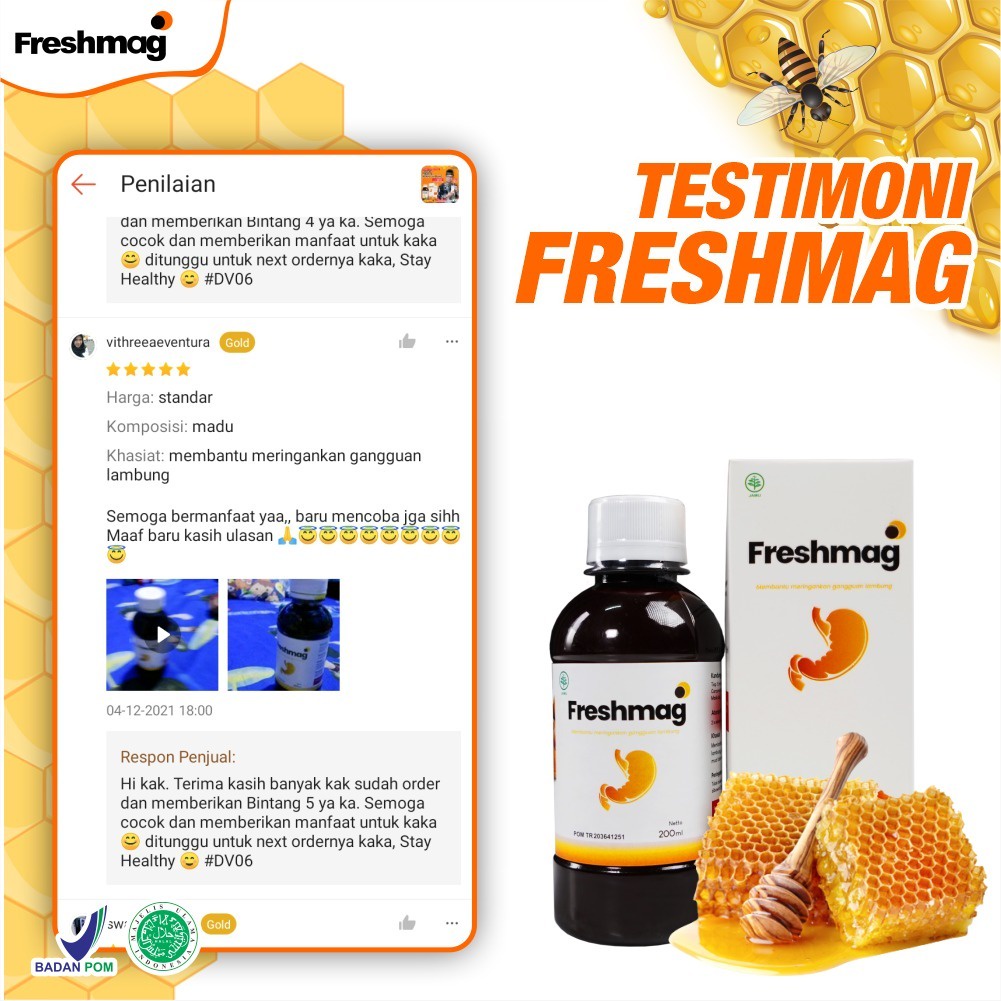 Original Madu Freshmag -  3x Lebih Cepat Atasi Masalah Sakit Lambung Maag Kronis Nyeri Ulu Hati Mual Muntah Tingkatkan Nafsu Makan Lancarkan Organ Pencernaan Isi 200ml Fresh Maag Freshmagh Presmag