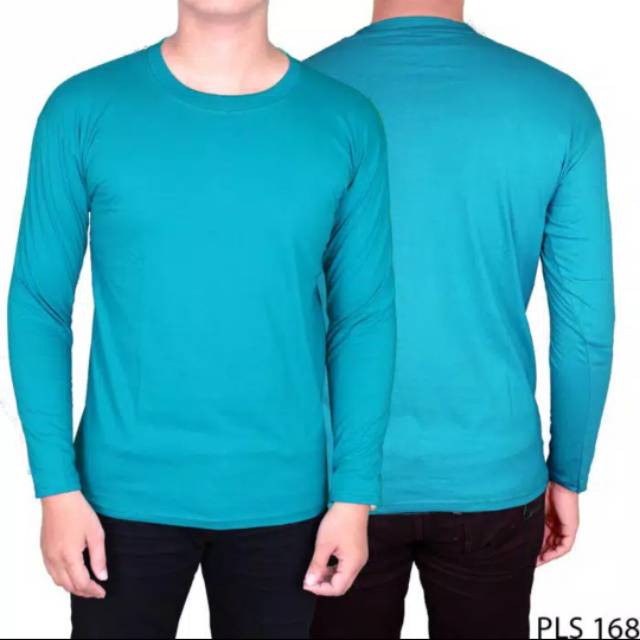 KAOS POLOS COTTON COMBED 30s LENGAN PANJANG WARNA HIJAU TOSCA