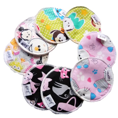 Breast Pad Penyerap Asi Cuci Ulang Sepasang (2 pcs) Motif Polos Warna