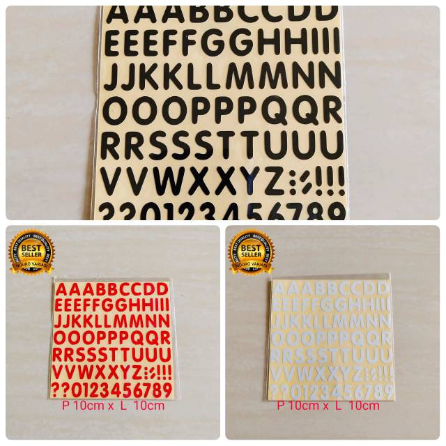 

stiker cutting ABJAD ALFABET NOMOR 10cm x 10cm KUALITAS TERBAIK TERMURAH