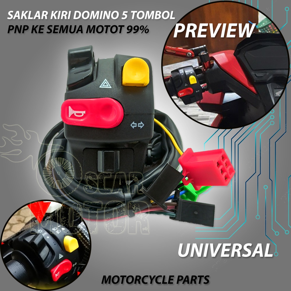 Saklar Kiri Domino Copy Ktc 7 Tombol Universal Holder Saklar Nmax Pcx Ninja Satria Fu Sonic R15 GSX motor