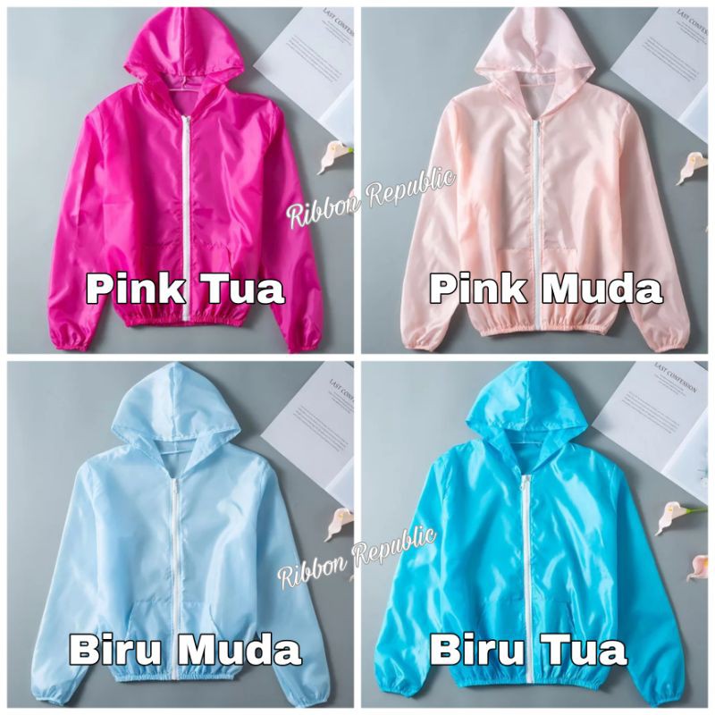 Jaket Wanita Trend Korea Anti UV Parasut Semi Transparan Woman Summer Sport Olahraga Casual Jacket-2