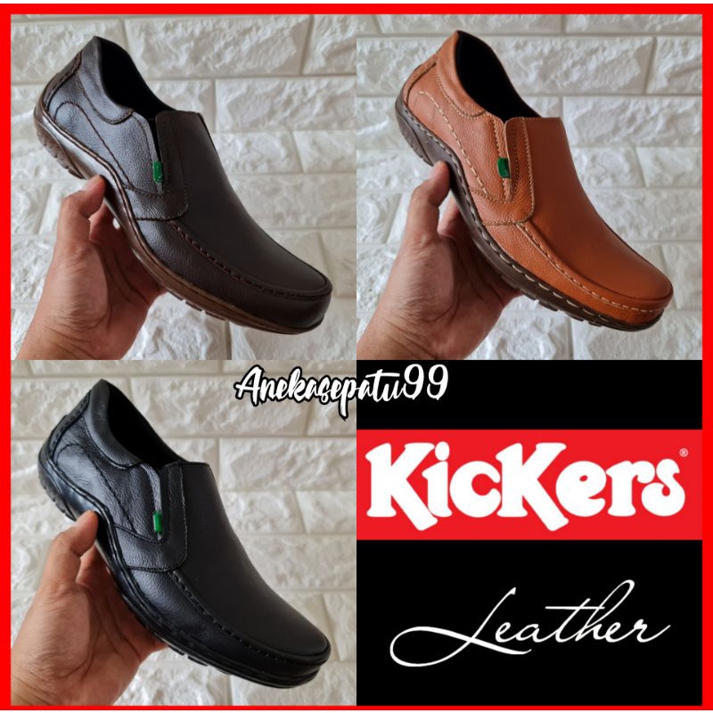 SEPATU PANTOFEL KICKERS PRIA KULIT ASLI GARANSI PROMO / SEPATU KERJA COWOK PANTOPEL FORMAL WEDDING