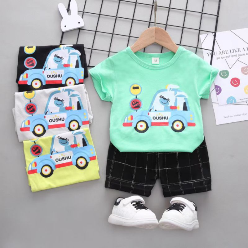 Setelan Anak Laki Laki Import ( KAOS + CELANA BAHAN ) 1-4 Tahun Setelan Anak Cowo Murah