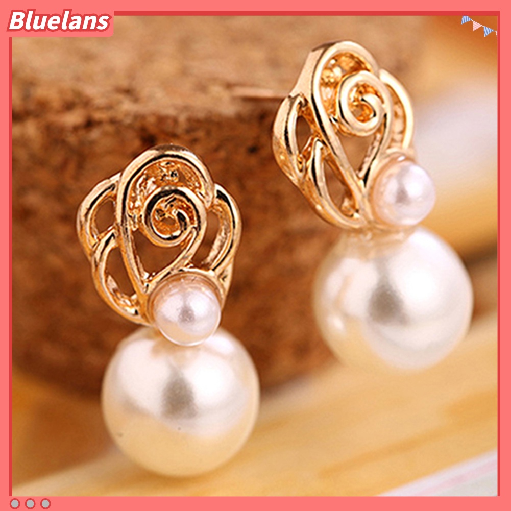 Bluelans Fashion Women Faux Pearl Ear Studs Earrings Wedding Party Bride Ear Jewelry