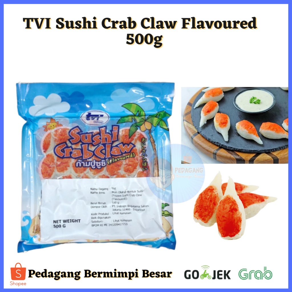 TVI Sushi Crab Claw Flavoured  500g/ Ikan Olahan Bentuk Sushi 500gr