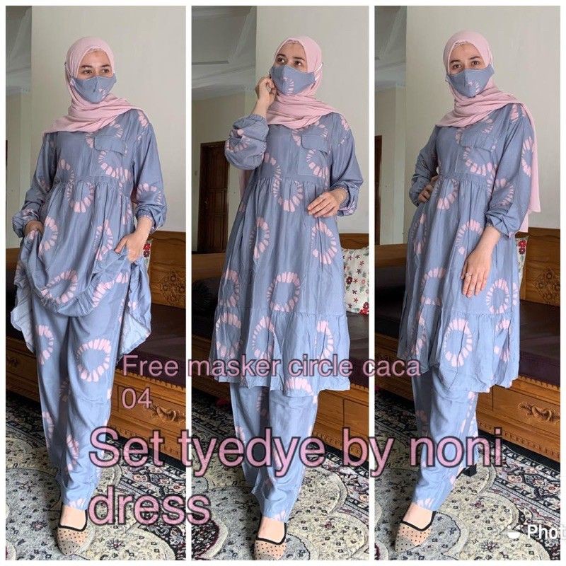 SETELAN TIEDYE CIRCLE FREE MASKER by NONI DRESS