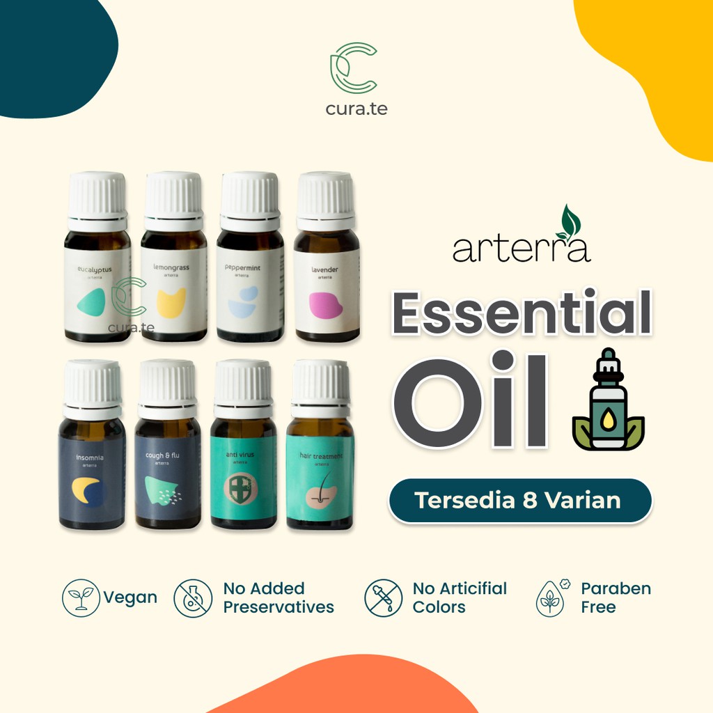 ARTERRA ESSENTIAL OIL DIFFUSER MINYAK ESSENSIAL BPOM  | 100% PURE AROMATHERAPY AROMA TERAPI | EUCALYPTUS LAVENDER PEPPERMINT