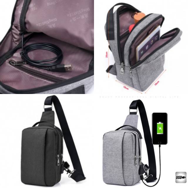 Crossbody Tas Selempang dengan USB Charger Port OMBG4PGY