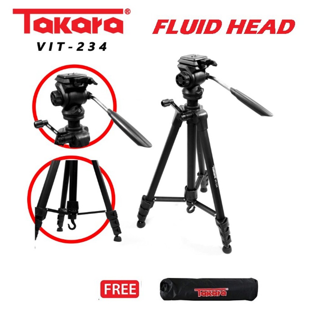 Tripod Takara VIT 234 Fluid Head & Bag Video Tripod