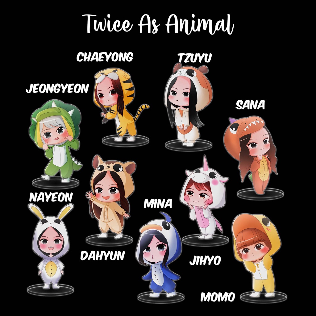 [STANDEE] twice as animal action figure murah akrilik chaeyong tzuyu sana jeongyeon nayeon dahyun mina jihyo momo