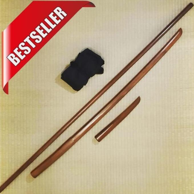Boken Aikido Set Bokken, Jo Dan Tanto Serta Tas Selempang Kain 3 In 1