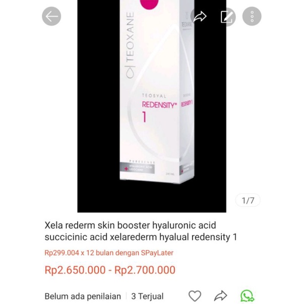skin booster / redensity 1 / hyaluronic acid / rd1 / teosyal / filler