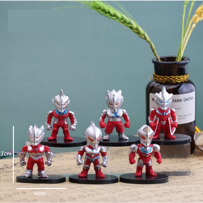 Mini Action Figure Hiasan Kue Cake Topper Ultraman Zero Taro isi 6pcs