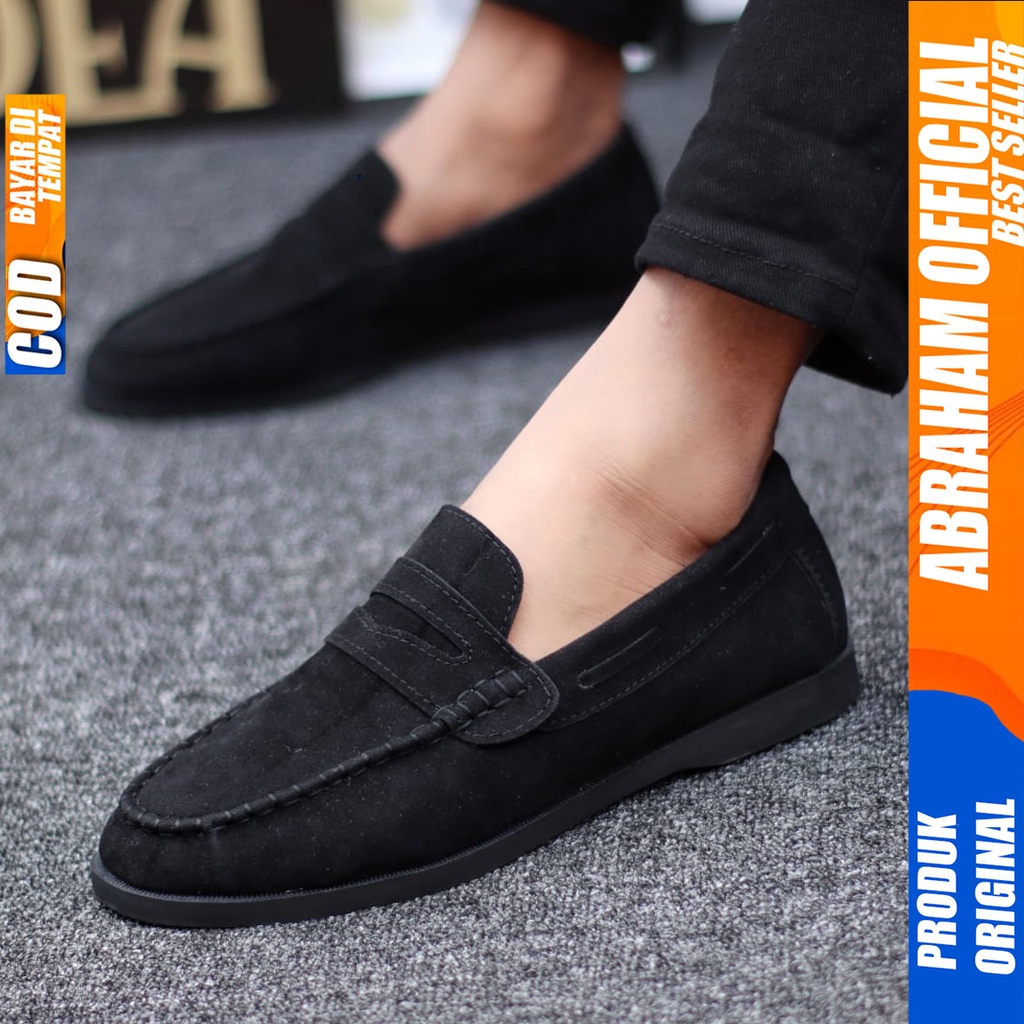 Sepatu Formal Kerja Casual Pantofel Hitam Pria Abraham Domin