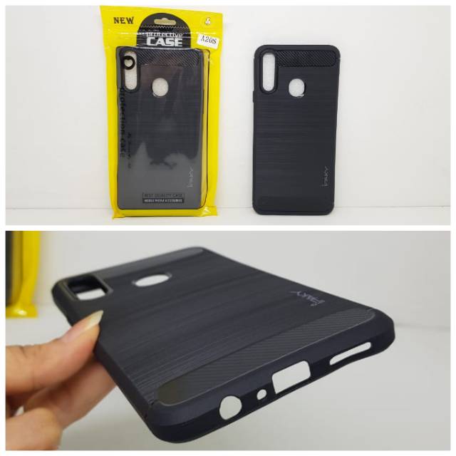 Ipaky Carbon Samsung A20s 6.5 inchi Soft Case Samsung Galaxy A20s A207 Slim Fit Carbon ANTI MELAR