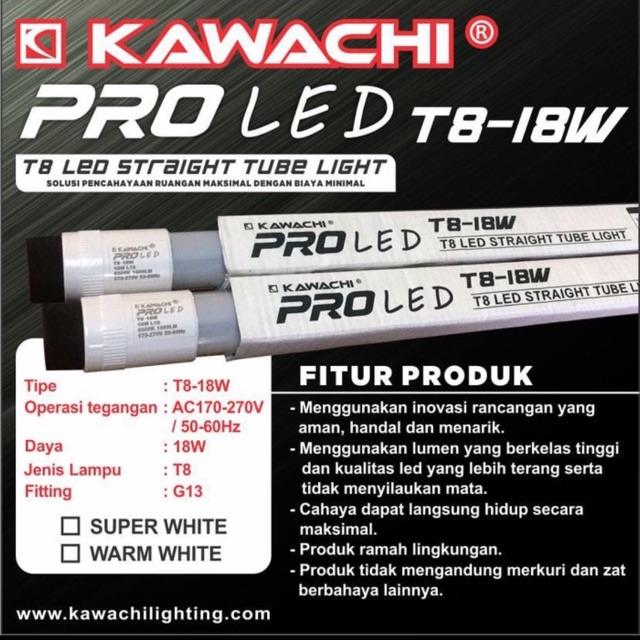 Bola TL LED 18 Watt 120cm Kawachi