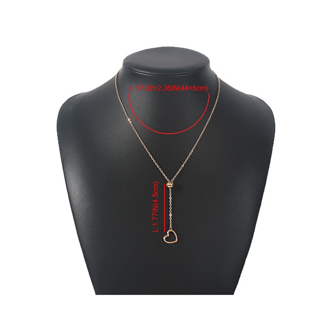 LRC Kalung Fashion Gold Color Alloy Y-shaped Heart P86255