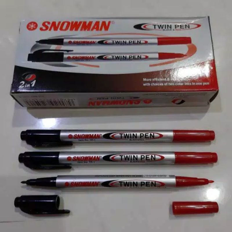 

Spidol Snowman Twin Pen TP-1 Black & Red 2in1