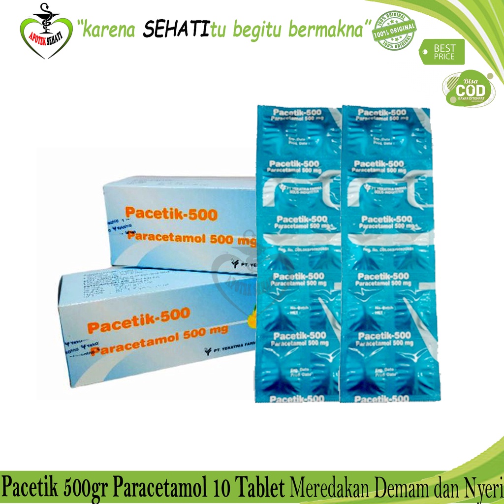 Pacetik Paracetamol 500mg Obat Pereda Demam Nyeri Sakit Kepala dan Sakit Gigi