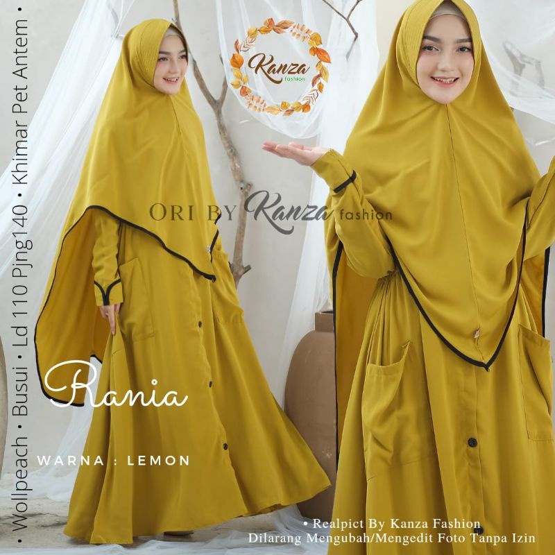 Rania Syar'i By KANZA FASHION | Syari Gamis Dress Baju Wanita Muslimah Set | Khimar Hijab Cadar Niqo