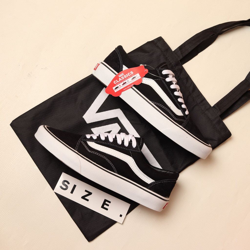 Paket 100% Import Vans Old Skool BlacK White + Tote Bag Vans