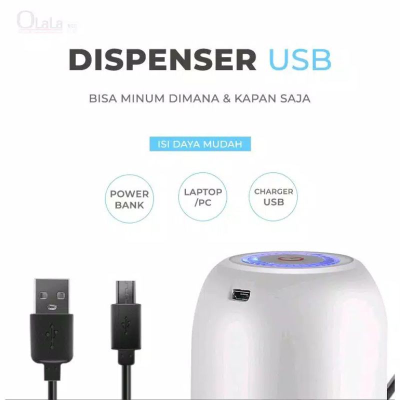 pompa galon elektrik recharge dispenser air galon charge USB OLL-012B