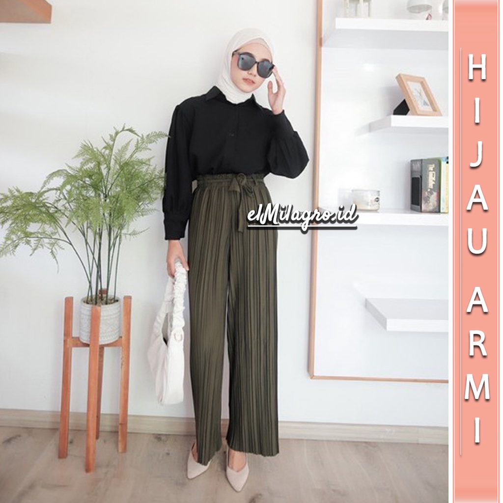 GROSIR CELANA KULOT PLISKET PREMIUM + IKAT PINGGANG!! size S/M/L/XL/XXL-4