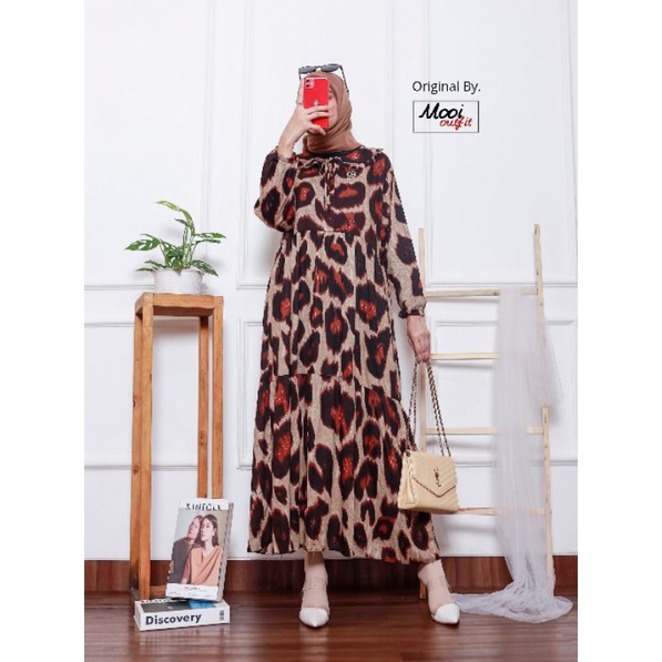 Midi Dress Jumbo  Ld 120 Kekinian Busui Bahan Katun Rayon Model Lio Moa Moela Morist Moana