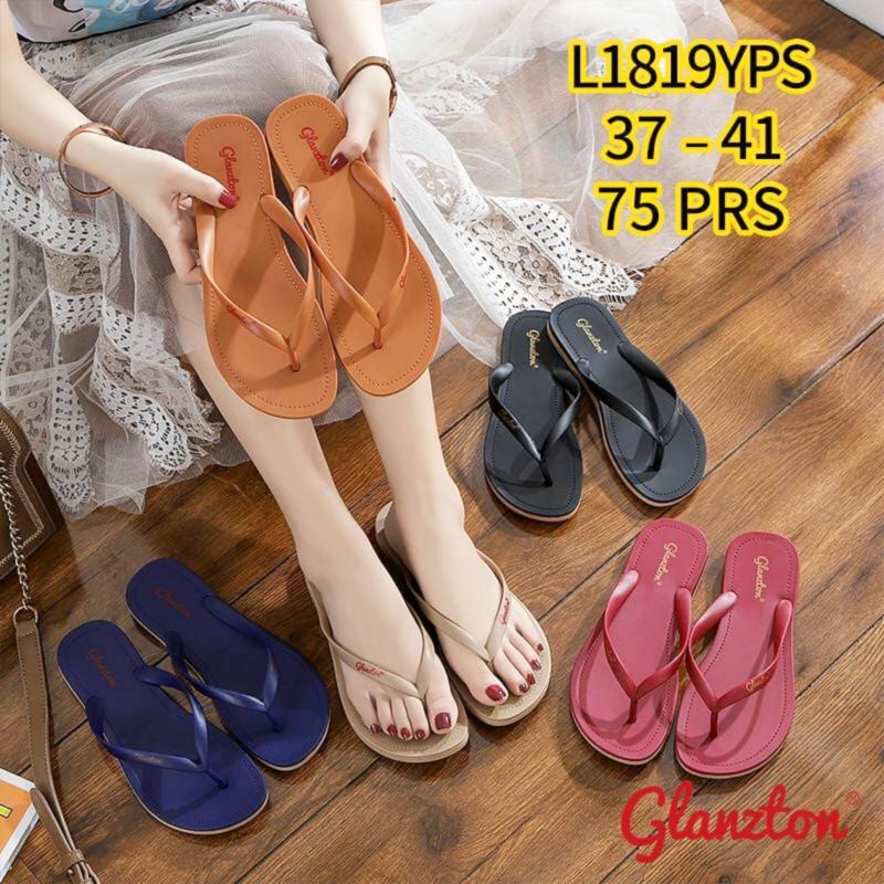 L1819YPS Sandal Jepit Karet Jelly Glanzton Wanita Doff Sendal Flat Teplek Glanston Glaston L1819JPS Import Impor L1819 1819 JPS Cewek Perempuan Terbaru Murah Anti Air 37-41