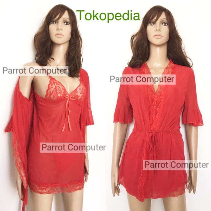 Baju Tidur - Lingerie Kimono Baju Tidur Wanita Outer 2019 Sleepwear Satin Bajutidur