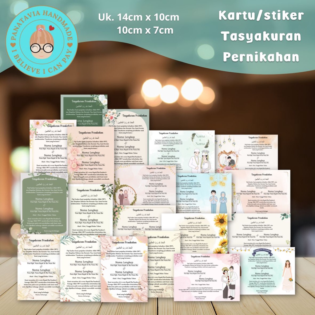 Jual Kartu Tasyakuran Pernikahan Aesthetic & Stiker Tasyakuran