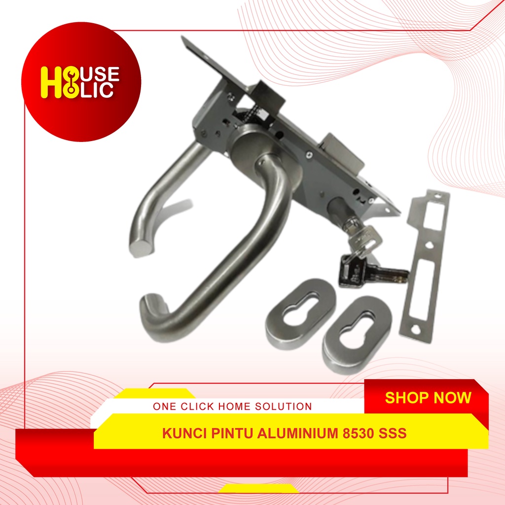 Kunci Pintu Aluminium Set / Gagang Pintu / Handle Pintu