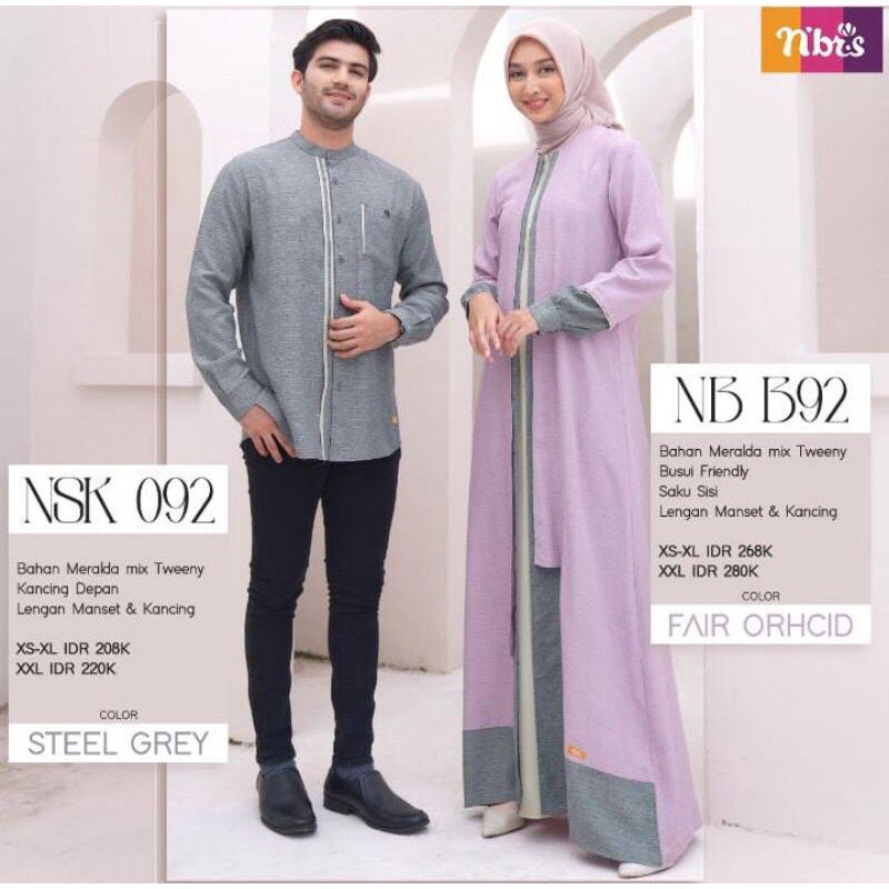 Nibras Couple NSK 092 NB B92 STEEL GEY,FAIR ORCHID