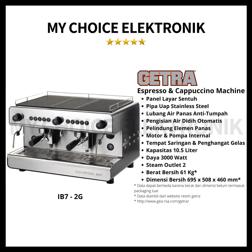 GETRA Mesin Espresso &amp; Cappuccino IB7-2G - 2 Outlet