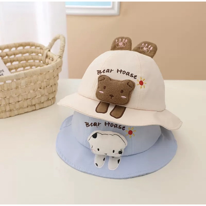 10-24 bulan Topi Bucket Anak Bayi Balita Unisex Model Boneka Bear Hoase