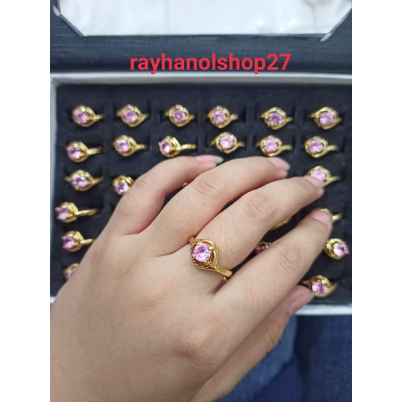 (BAYAR DI TEMPAT) NEW!!!satu Box Harga Grosir cincin batu permata Cantik gold 36pcs termurah