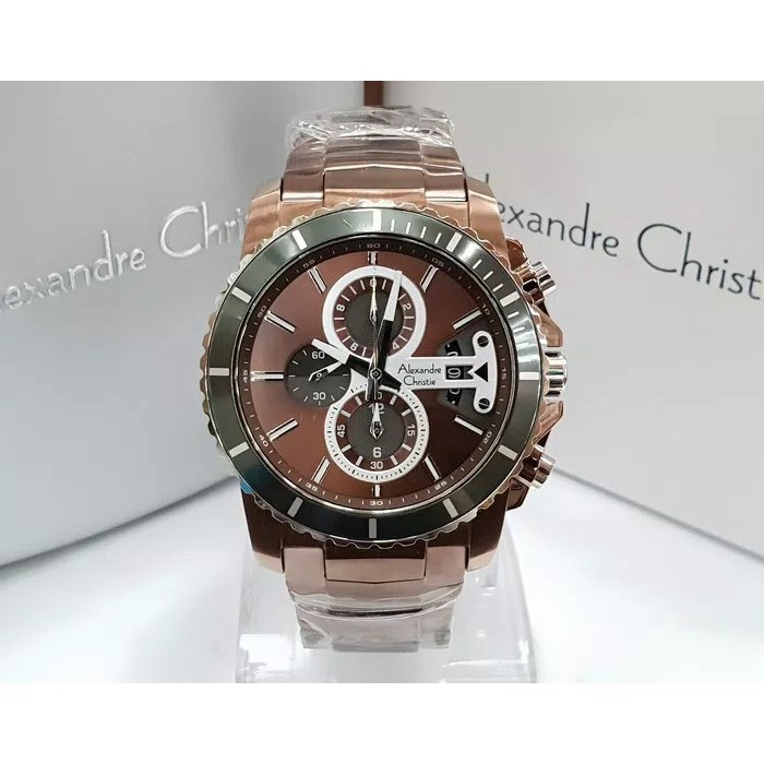 JAM TANGAN PRIA ALEXANDRE CHRISTIE AC 6455 BROWN ORIGINAL