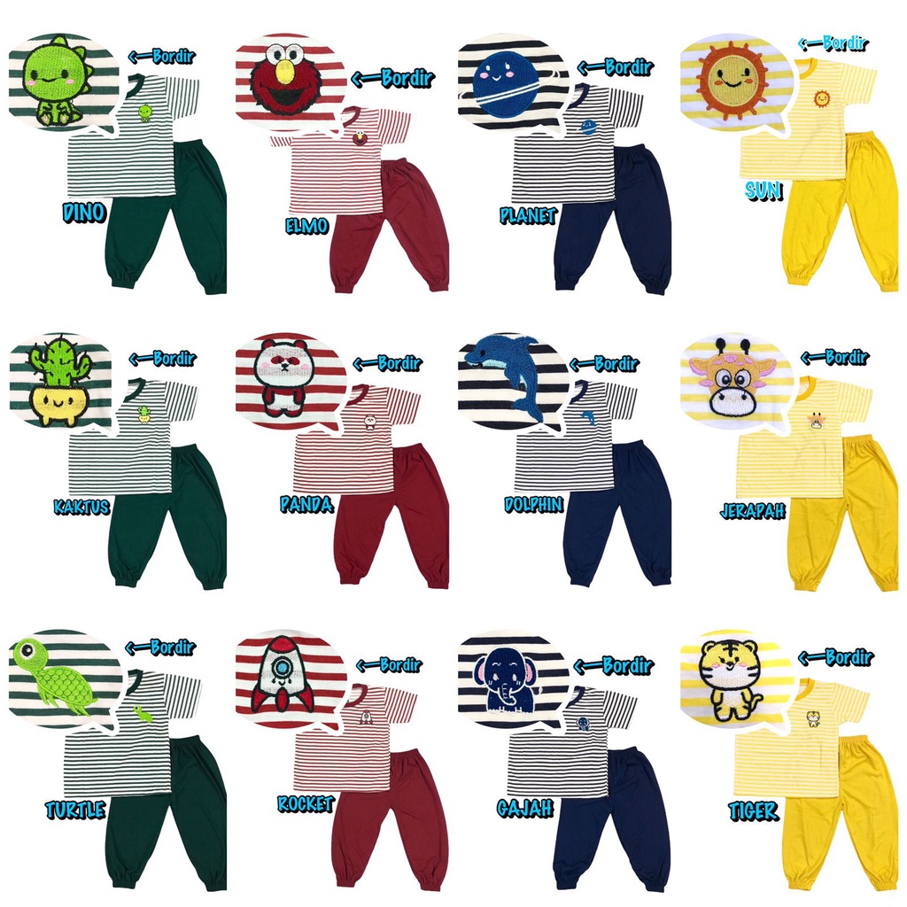 YEYA - BAJU SETELAN CP JOGER FASHION OBLONG ANAK LAKI-LAKI/COWOK BAHAN KAOS COMBED KATUN BORDIR SALUR