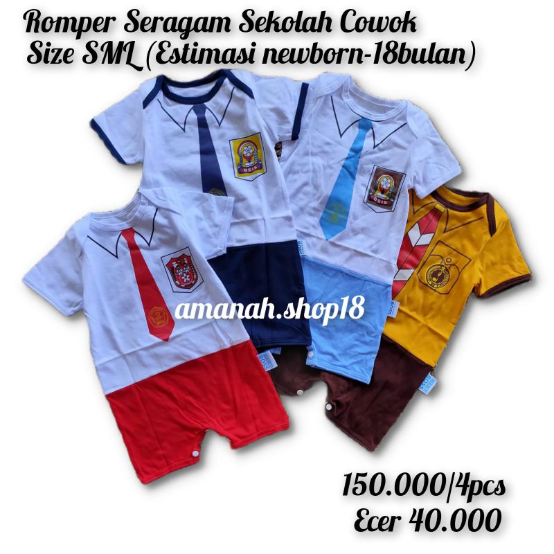 Baju Bayi Cowok Romper Bayi Jumper Bayi Seragam  Cowok Boy Seragam Sekolah SD SMP SMA PRAMUKA