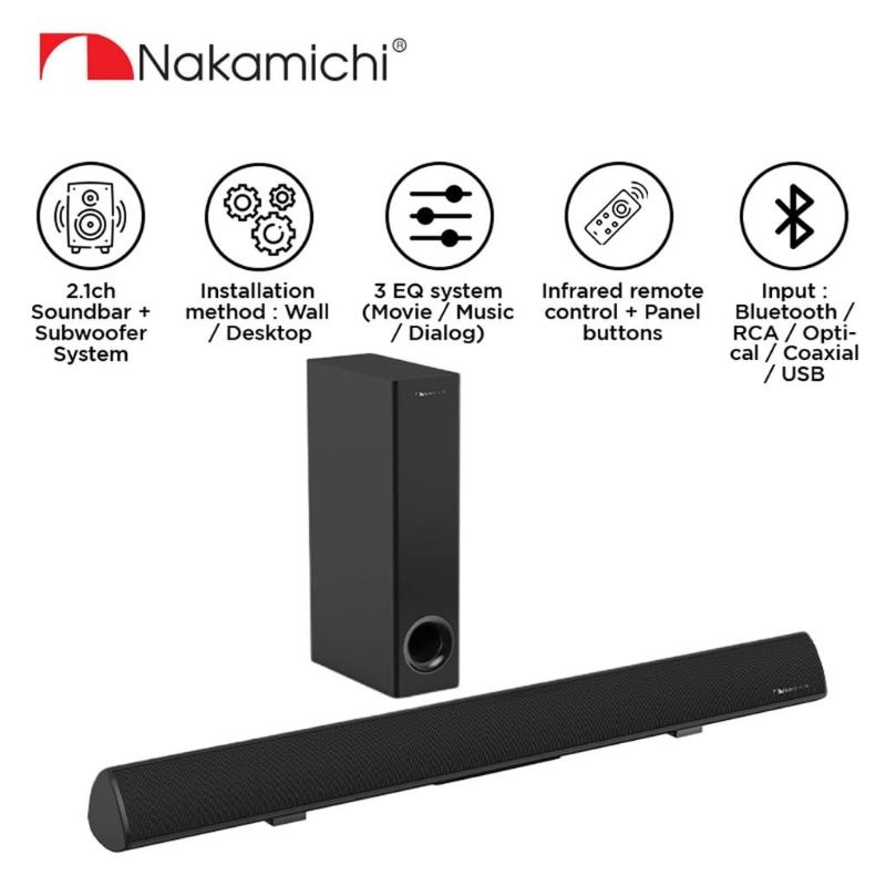 Nakamichi Soundstation 8W 2.1ch Speaker Bluetooth Amplifier Soundbar Original