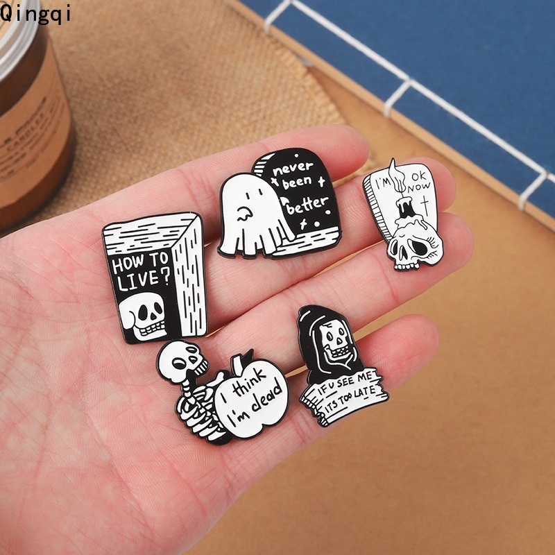 Bros Pin Enamel Bentuk Tengkorak Gaya Punk Gothic Untuk Hadiah