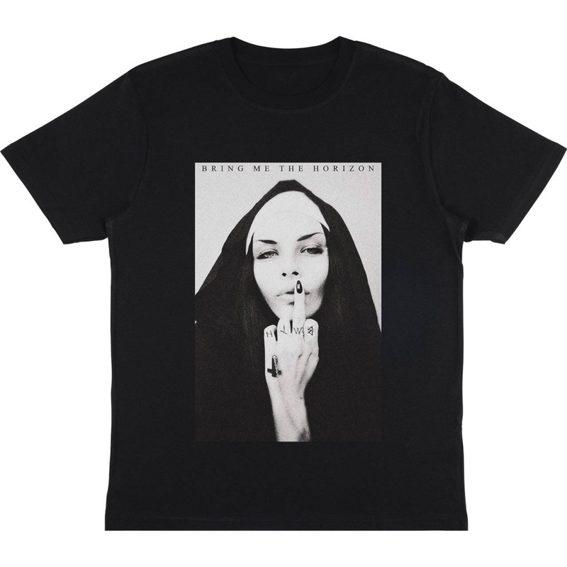 KAOS BAND BRING ME THE HORIZON “NUN” | T-SHIRT BAND BMTH NUN | BAJU BAND BMTH THE NUN HITAM PRIA