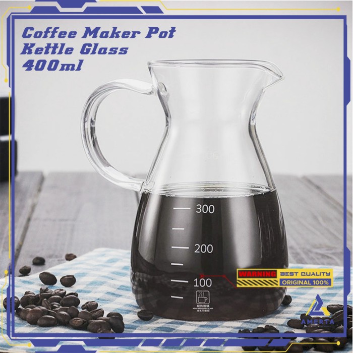 OneTwoCps Coffee Maker Pot Teapot Kettle Teko Kopi Barista Glass 400ml