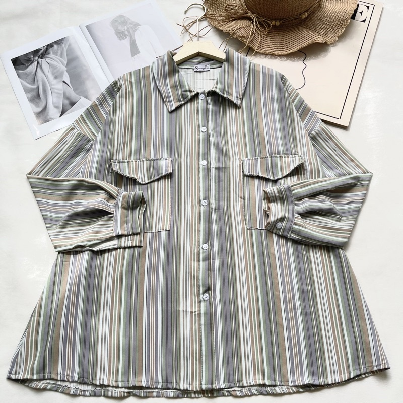 IL - SASKHI BLOUSE STRIPE OVERSIZE CANDY STRIPE /BLOUSE GARIS OVERSIZE